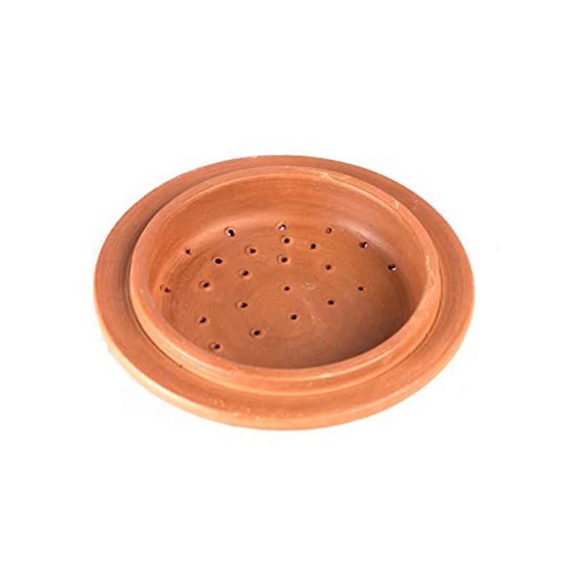 Earthen Clay Rice Pot with Clay Strainer Plate - 1 Pc