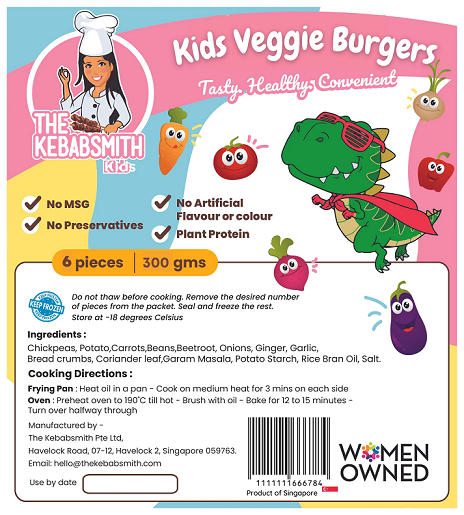 The Kebabsmith Super Duper Kids Veggie Burger Patties - 6 pcs