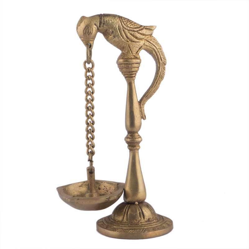 Bird Holding Hanging Lamp Brass Antique - 1 Pc