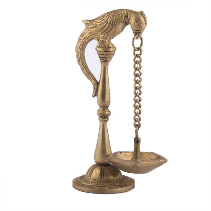 Bird Holding Hanging Lamp Brass Antique - 1 Pc