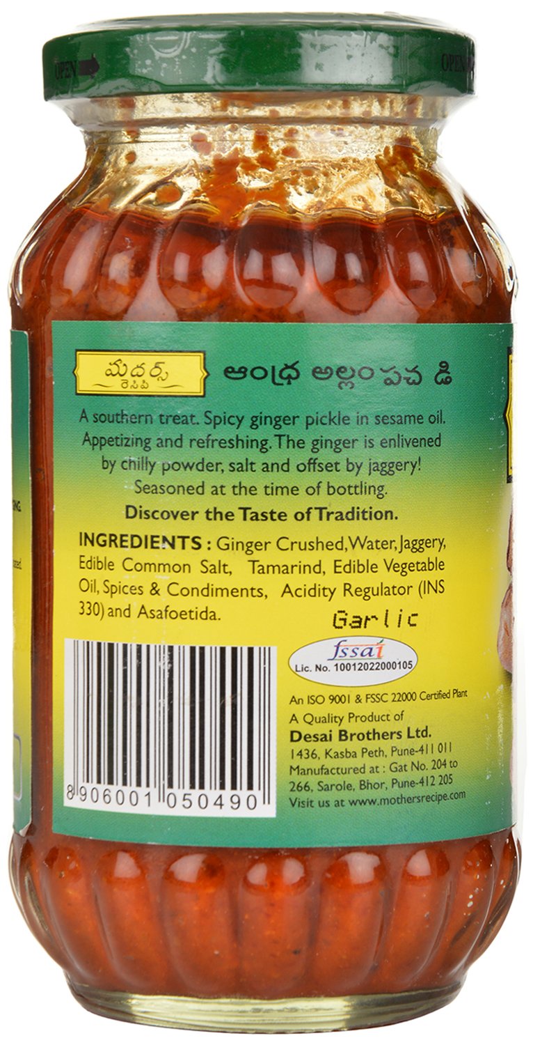 MOTHER'S RECIPE Andhra Ginger With Garlic Pickle - 300 g