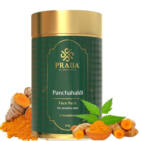 PRABA AYURVEDHA Pancha Haldi 5 Turmeric Face Pack For Glowing Skin Face Pack for Acne & Pimples Suitable for All Skin  - 100 g