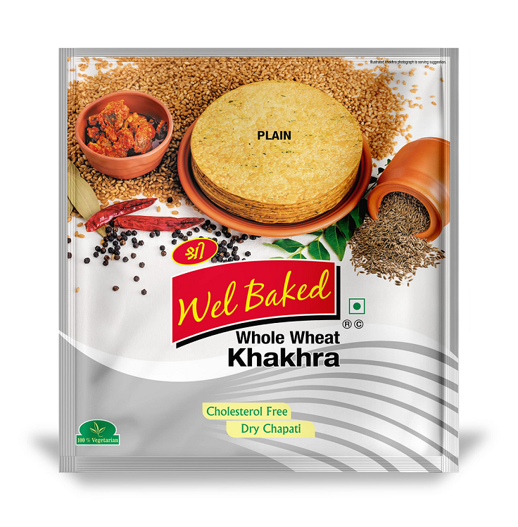 Wel Baked Whole Wheat Khakhra Plain - 200 g