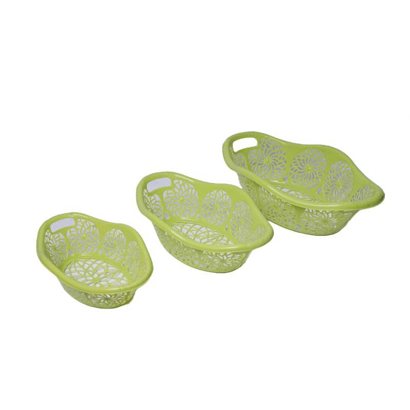 Plastic Nested Fruit Basket (Blue / Green) - Set of 3