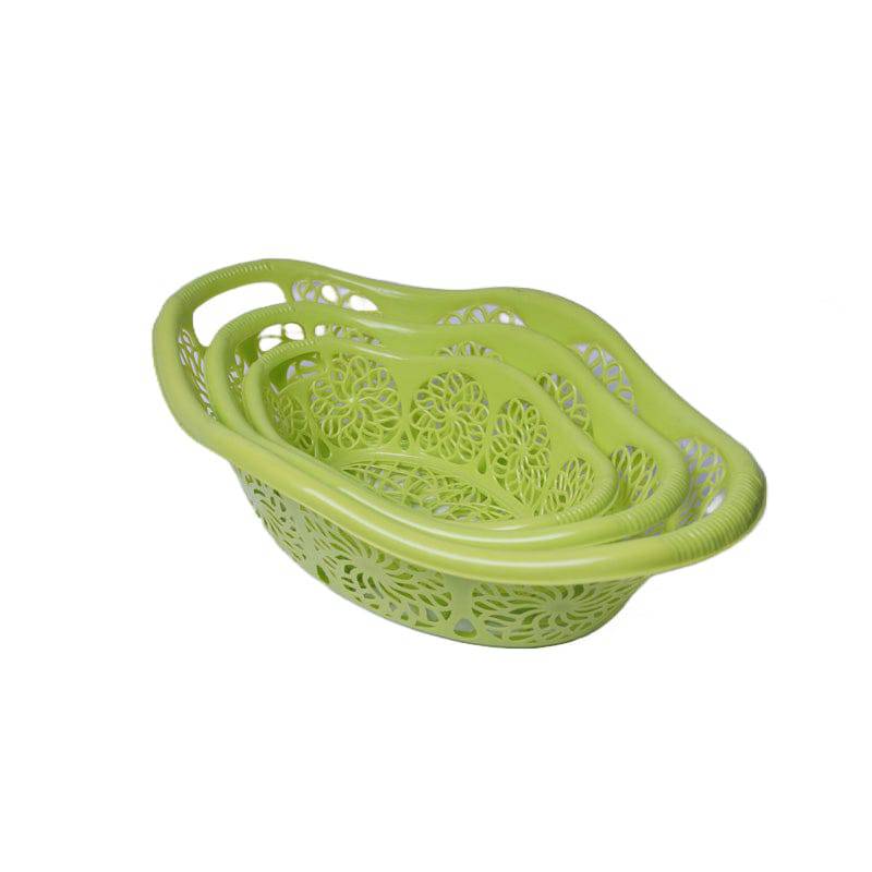 Plastic Nested Fruit Basket (Blue / Green) - Set of 3