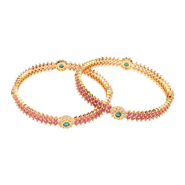 Synthetic Red Ruby Stone Bangle(2.4) - 1 Set (2 Pcs)