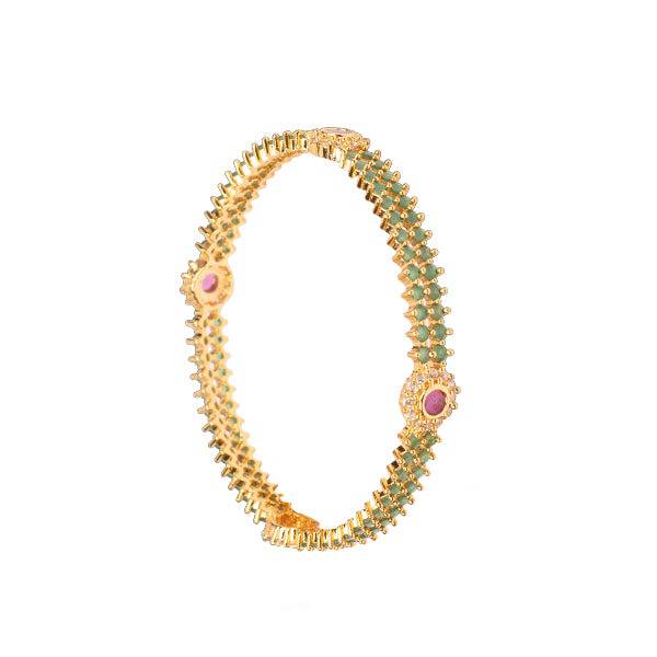 Synthetic Emerald Stone Bangle(2.4) - 1 Set (2 Pcs)