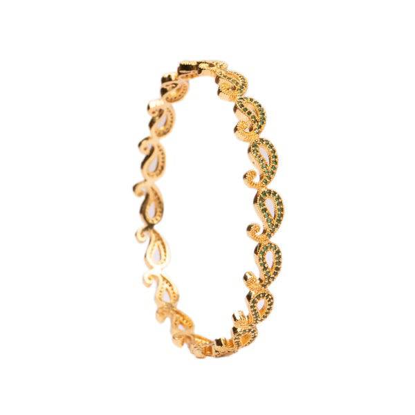 Mango Design Green Stone Bangle(2.8) - 1 Set (2 Pcs)