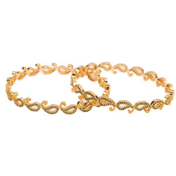 Mango Design Green Stone Bangle(2.8) - 1 Set (2 Pcs)