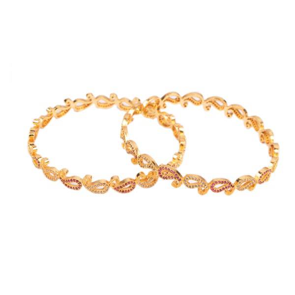 Mango Design Pink Stone Bangle(2.6) - 1 Set (2 Pcs)