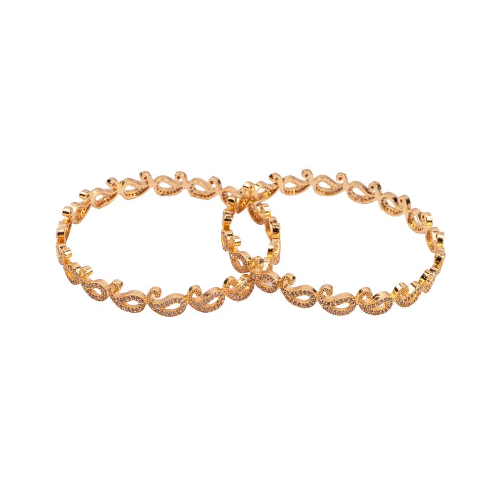Mango Design White Stone Bangle(2.6) - 1 Set (2 Pcs)