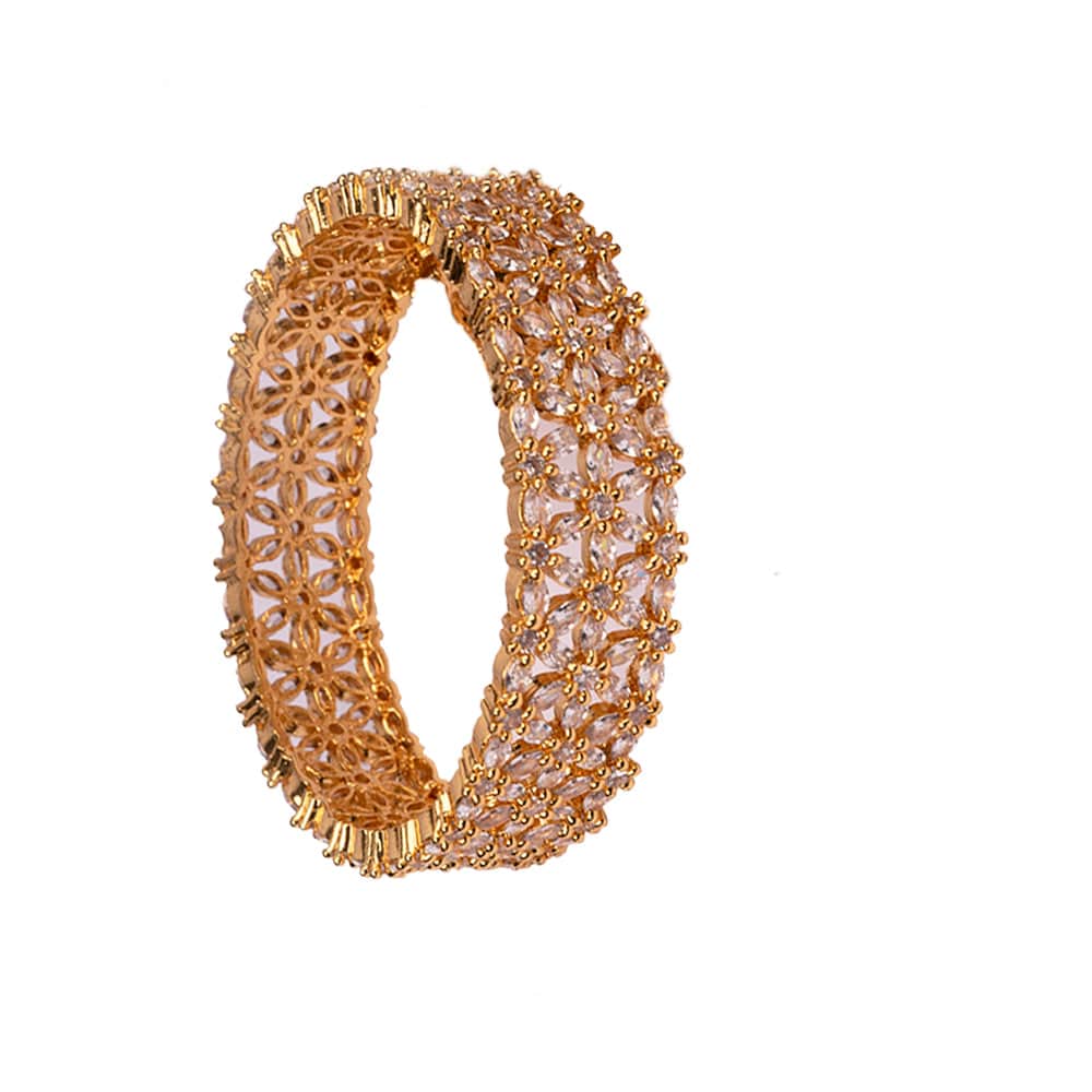 Three Line Stone Bangle (2.6) - 1 Set (2 Pcs)