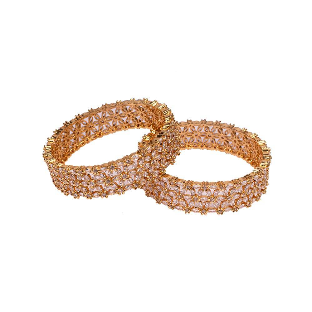 Three Line Stone Bangle (2.6) - 1 Set (2 Pcs)