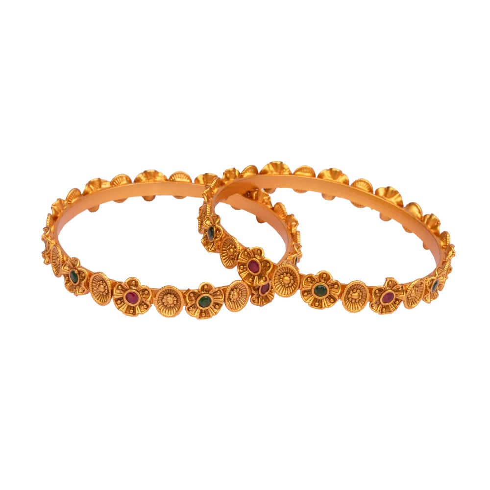 Antique Flower Design Bangle Set (2.8) - 1 pc
