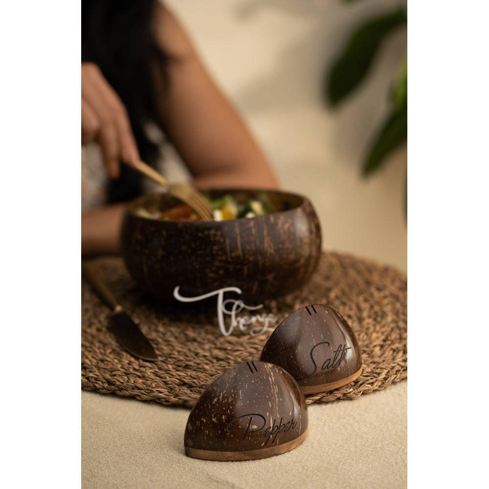 Coconut Shell Salt & Pepper Shaker - Set of 2