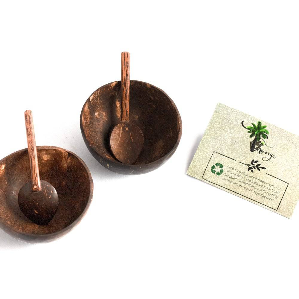 Coconut Shell Mini Bowl Set  - 2 Bowl + 2 Spoon
