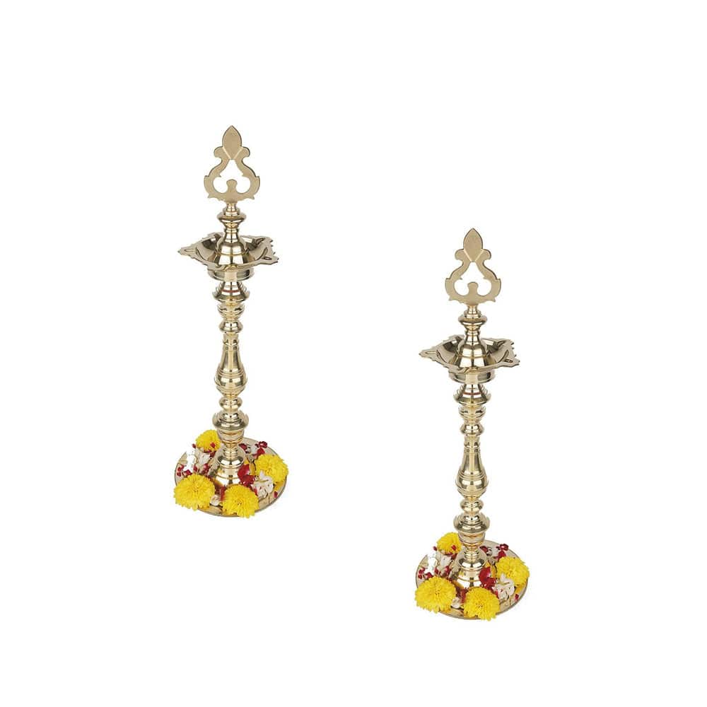 Kuthu Math Traditional Kuthu Vilakku 5 faces - Set of 2 (1 Feet)