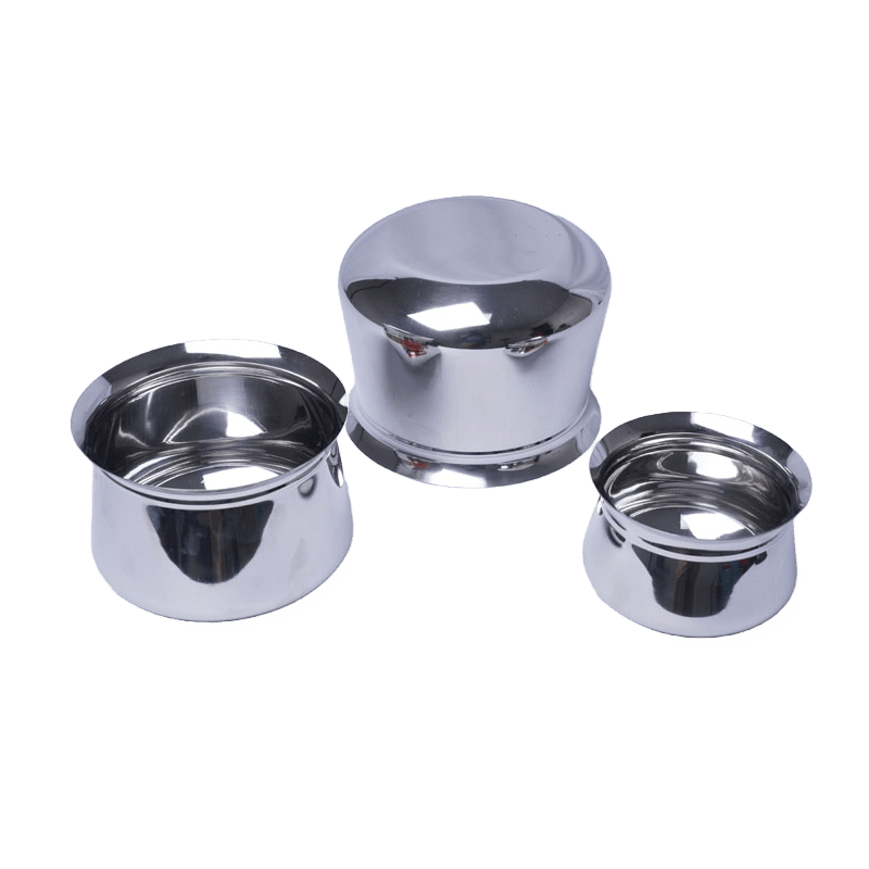 Stainless Steel Swiggy Pot Curd Pot For Cooking And Serving - Set of 3