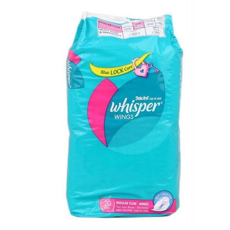 Whisper Regular Flow With  Wings  Sanitary Napkins