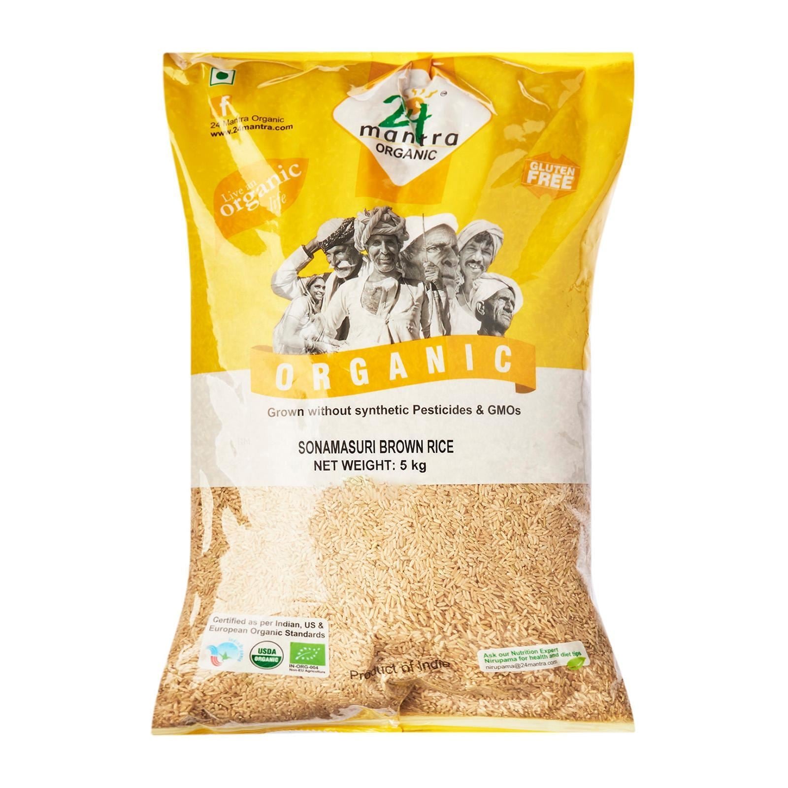 24 MANTRA Sona Masoori Brown Raw Rice (Certified ORGANIC) (No Exchange / Return)