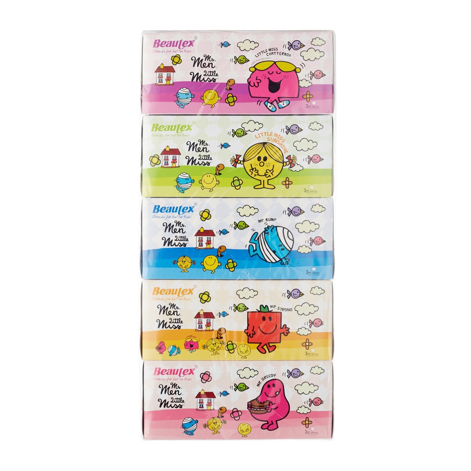 BEAUTEX Mr Men and Little Miss Pure Pulp 3 Ply Box Tissue