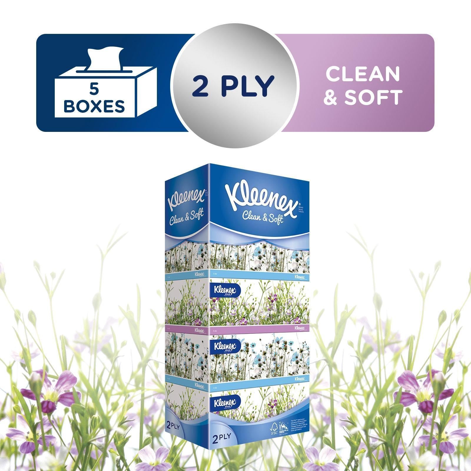 Kleenex 2 Ply Clean & Soft Facial Tissue Garden