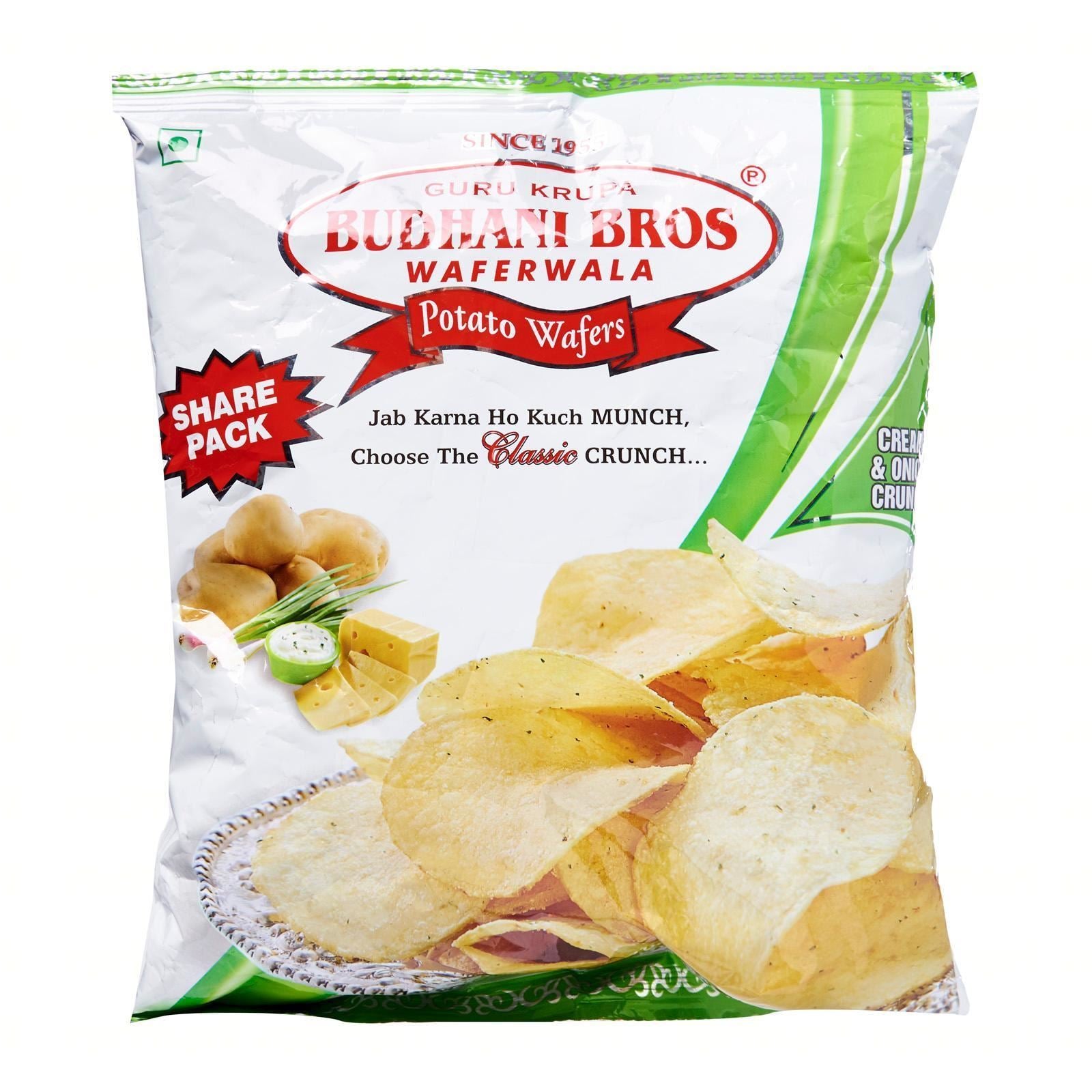 Budhani Potato Wafers Cream & Onion Crunch