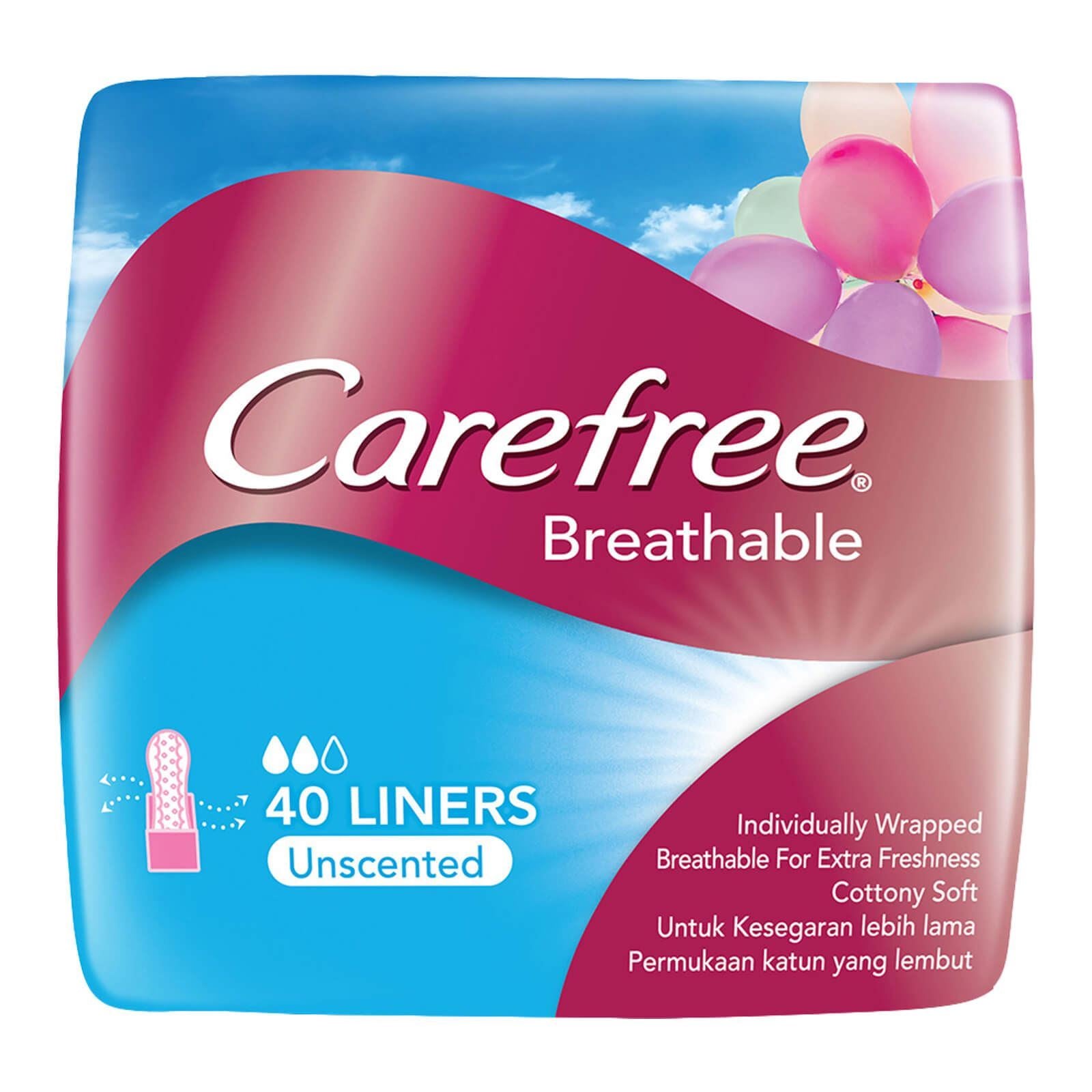 Carefree Breathable Liners Sanitary Napkins Unscented