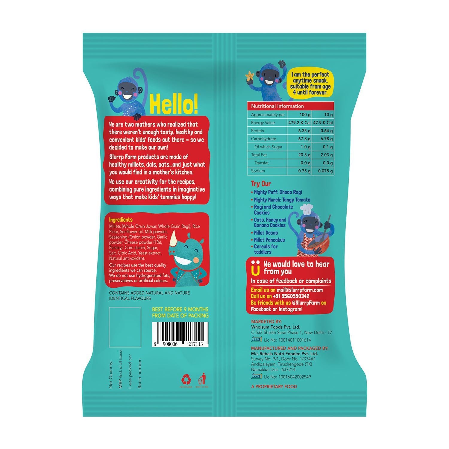 Slurrp Farm Mighty Munch Cheese & Herbs Puff 