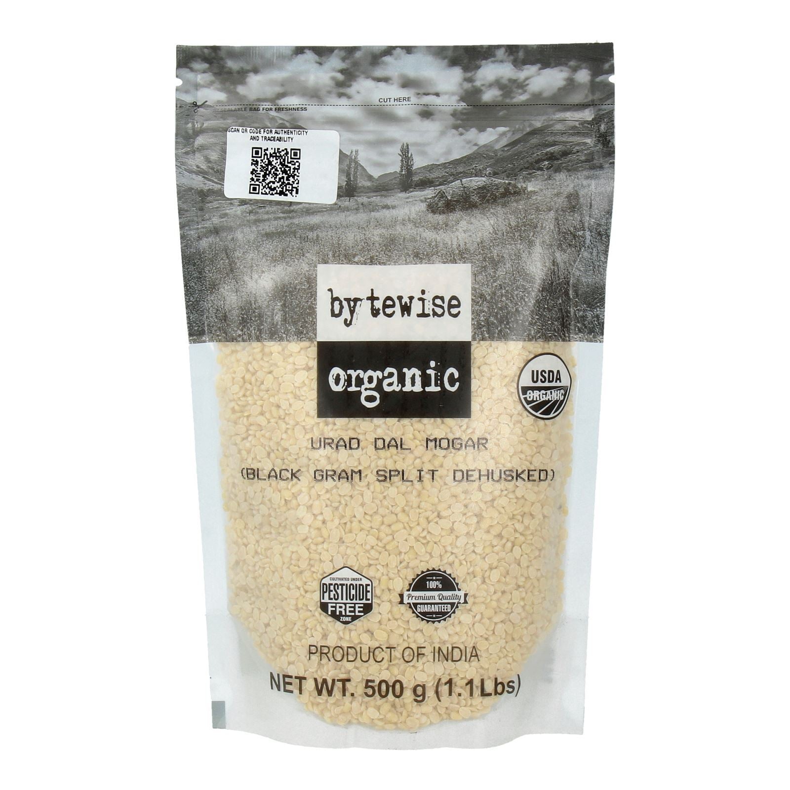 Bytewise Urid Dal Split/Mogar (Black Gram Split Dehusked) (Certified ORGANIC)