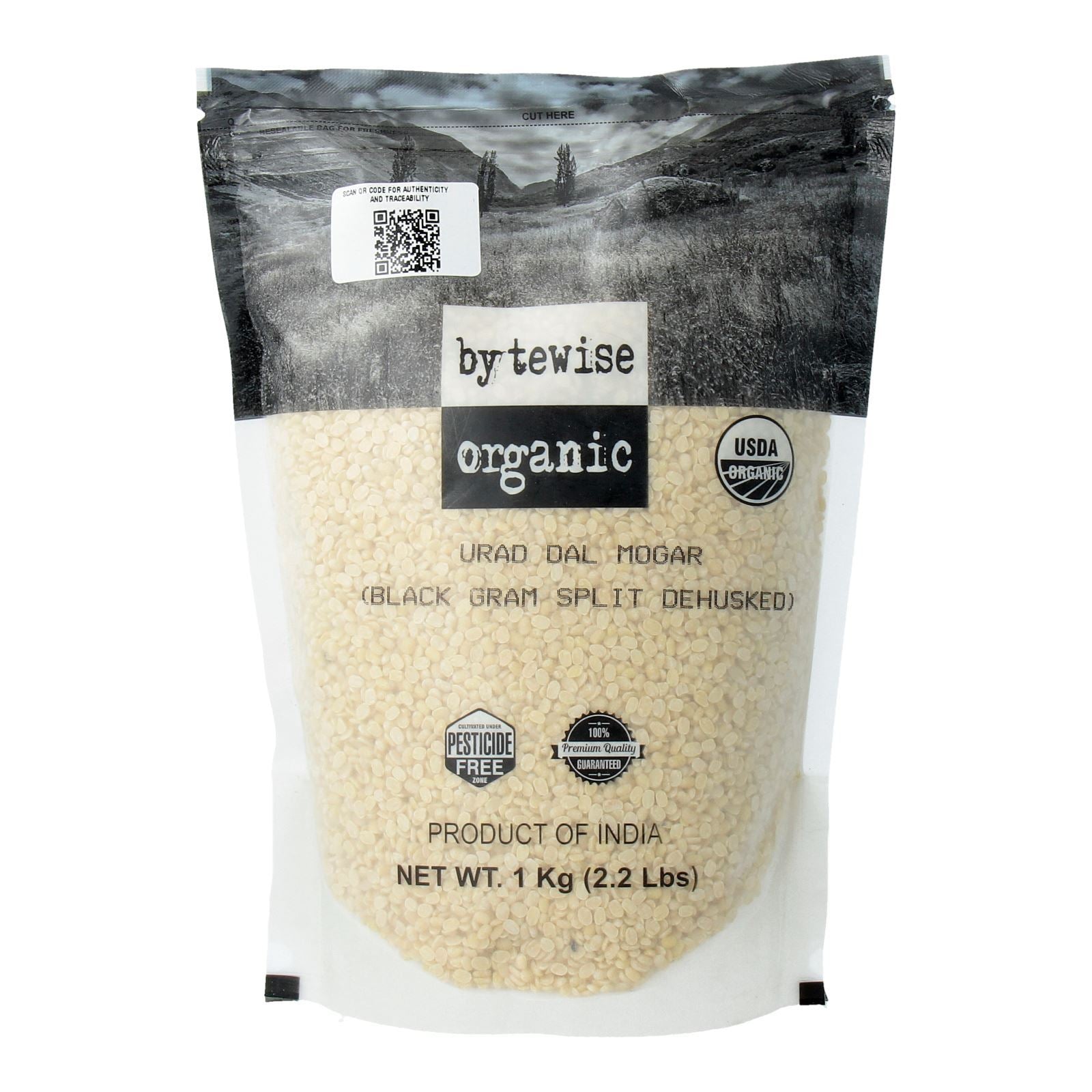 Bytewise Urid Dal Split/Mogar (Black Gram Split Dehusked) (Certified ORGANIC)