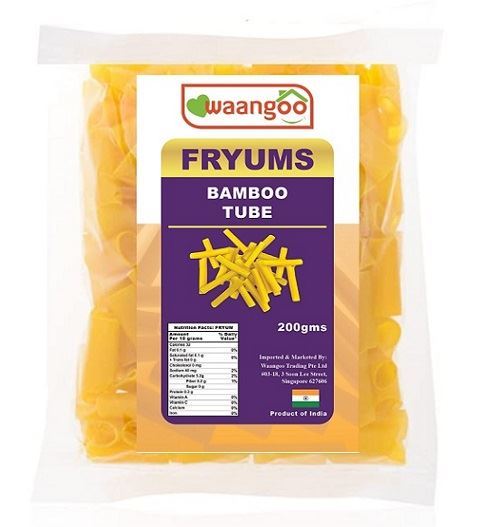 Waangoo Fryums Bamboo Tube In Yellow Colour (Papad)