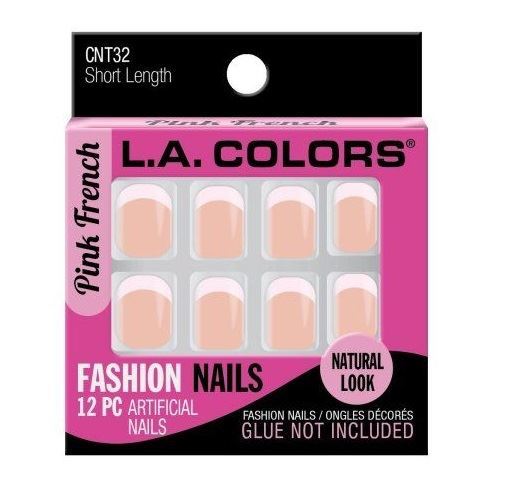 L.A.Colors Fashion Nail Tips Short Length Pink French Natural Look (CNT32)