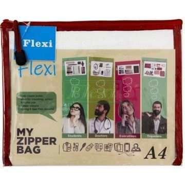 Flexi Brand Clear/Translucent Bag A4 Size RED (WB 861) 