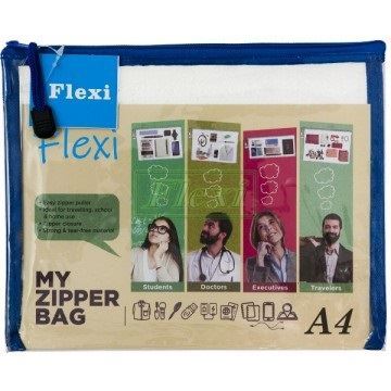 Flexi Brand Clear/Translucent Bag A4 Size BLUE (WB 861) 