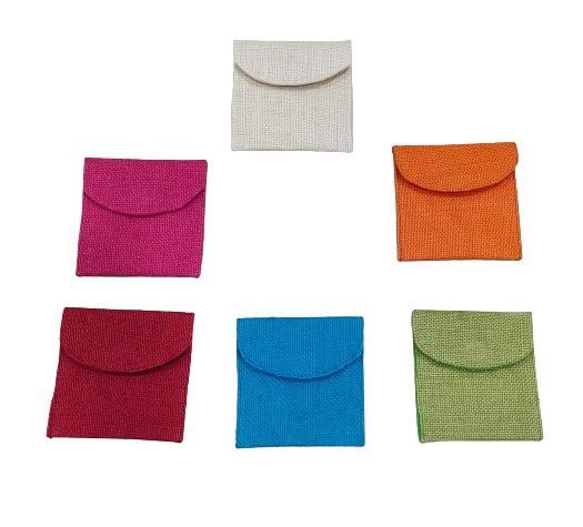 Eco Friendly Square Coin Jute Pouch With Magnetic Lock  (Colour May Vary)