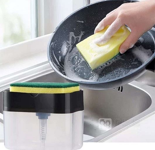 Kayden Countertop Dish Wash Liquid Dispenser Pump and Sponge Holder For Kitchen Sink