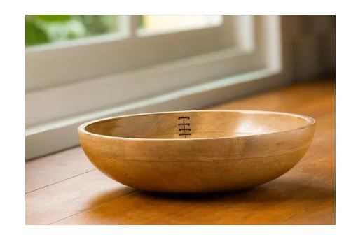 Ellementry Stitch Sense Mango Wood Bowl LARGE For Kitchen/Tableware