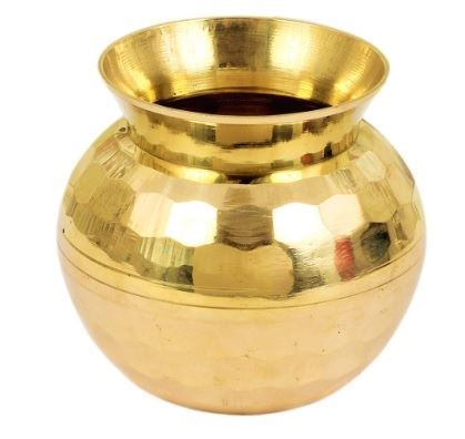Brass Gold Tone Lota Pooja Kalash Water Storage Pot