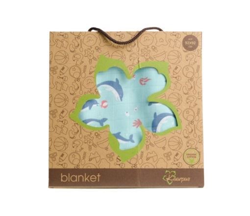 Kaarpas 100% Premium Cotton Muslin 2 Layered Blanket Ocean Dive 2 Layer Delphi The Dolphin (KABL2031S) (Certified ORGANIC)