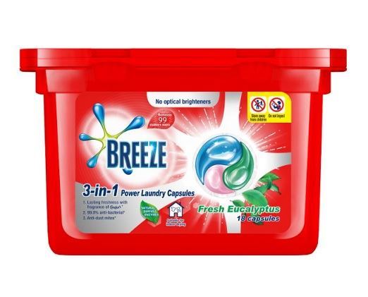 Breeze 3 in 1 Power Laundry Capsules Fresh Eucalyptus