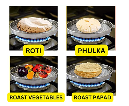 Om Paras Stainless Steel Multipurpose Roaster (Phulka Papad Jali)