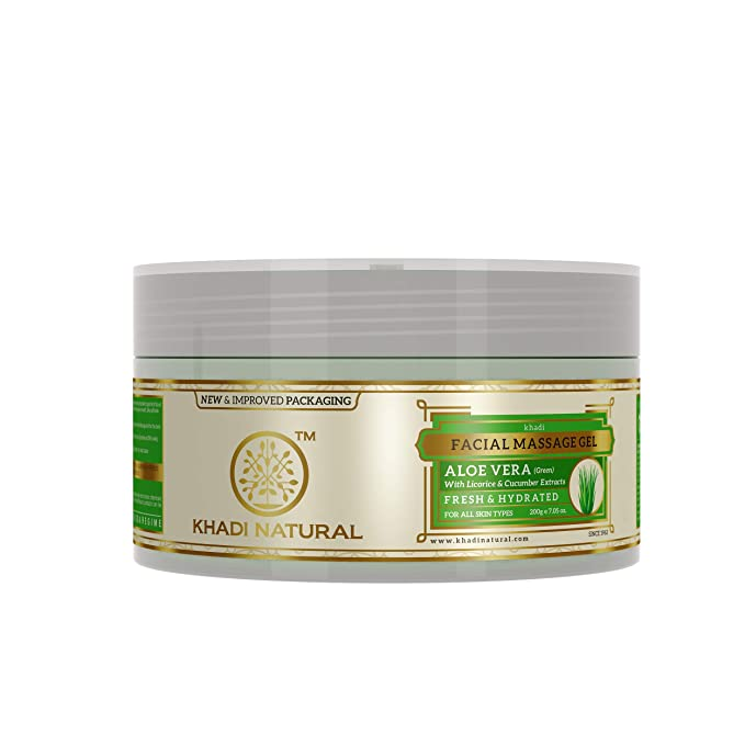 Khadi Natural Herbal Aloe Vera Facial Massage Gel with Liqorise & Cucumber Extracts (Green)