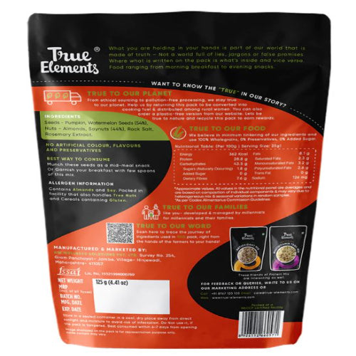 True Elements Protein Mix Seeds Pumpkin Seeds Watermelon Seeds Almonds and Soyanuts Plant Protein Snacks Diet Snack