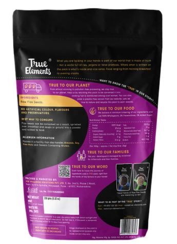 True Elements Raw Flax & Alsi Seeds Fibre Rich Flax Seeds for Hair Growth Seeds for Eating