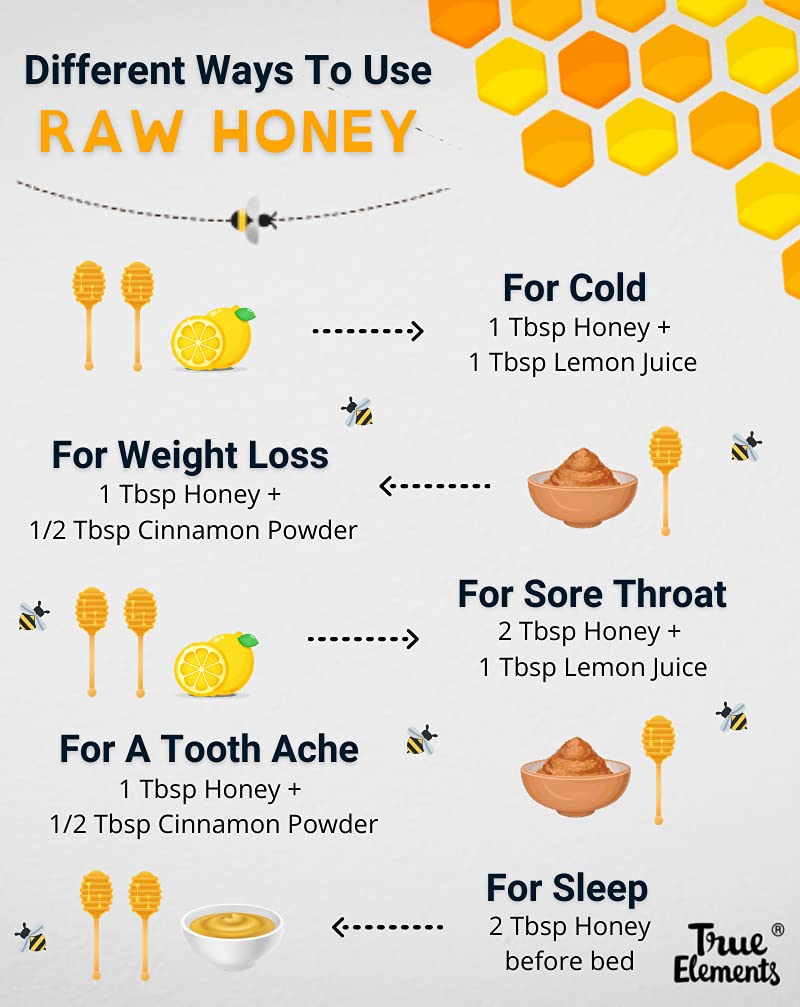 True Elements Raw Honey Unprocessed Pure Natural Honey