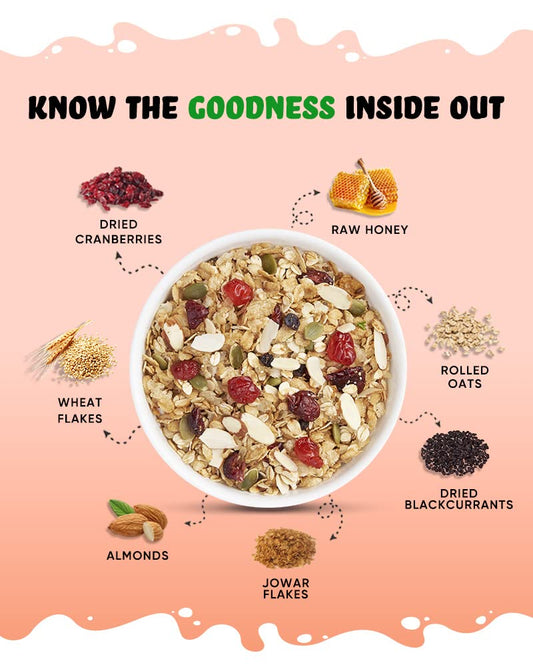 True Elements Crunchy Nuts & Berries Muesli 100% Wholegrain Cereal High Fibre Breakfast