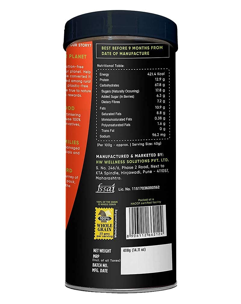 True Elements Crunchy Nuts & Berries Muesli 100% Wholegrain Cereal High Fibre Breakfast