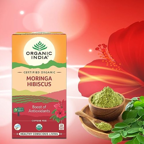 Organic India Moringa Hibiscus Tea Boost Of Antioxidants (Certified Organic)